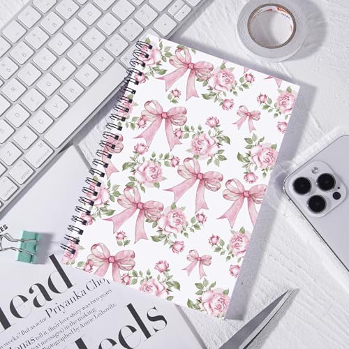 INCOK Pink Bow Spiral Notebook - Coquettte Journal for Girl Teen Cute Note Book Preppy School Stuff Back to School Study Stuff for Students Office Stationery Supplies 5.5x8.3 Inches - Image 4