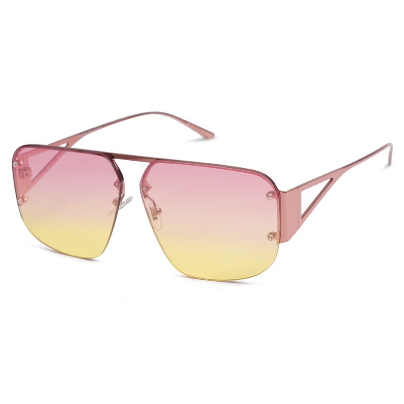 SOJOS Trendy Aviator Sunglasses Mens Womens Retro Metal Rimless Frame Shades Lentes De Sol Para Mujer SJ1192 Pink - Image 3