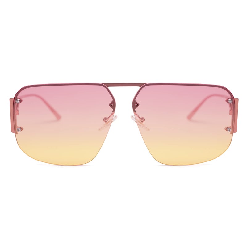 SOJOS Trendy Aviator Sunglasses Mens Womens Retro Metal Rimless Frame Shades Lentes De Sol Para Mujer SJ1192 Pink - Image 1