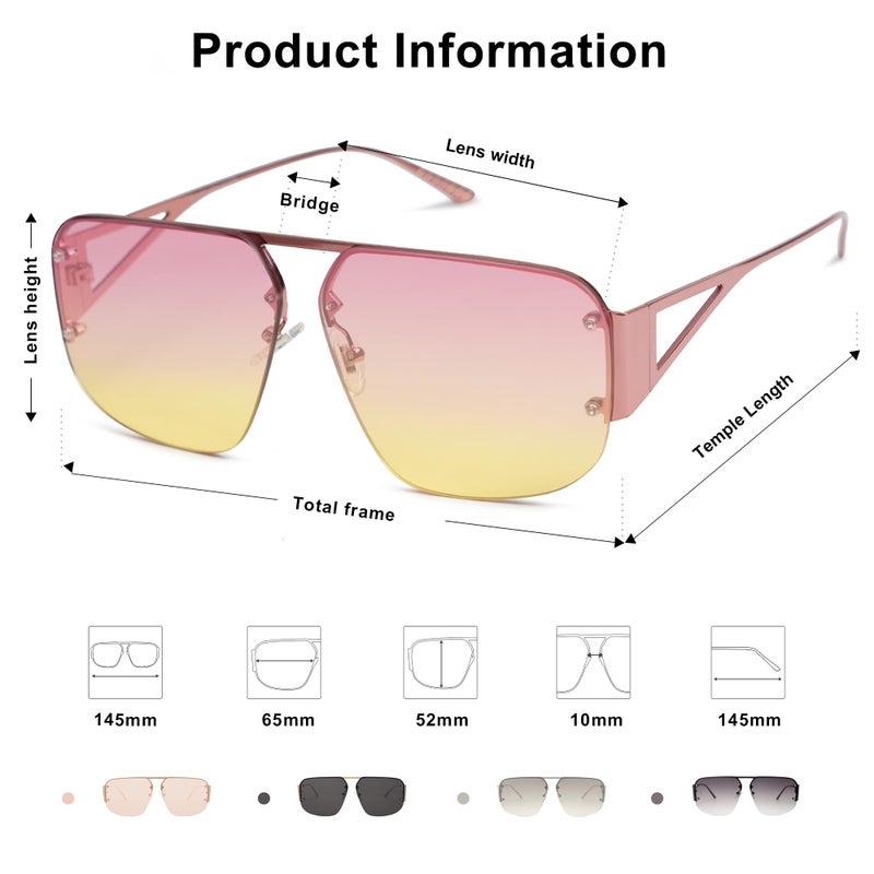 SOJOS Trendy Aviator Sunglasses Mens Womens Retro Metal Rimless Frame Shades Lentes De Sol Para Mujer SJ1192 Pink - Image 5