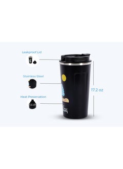 Any Morning Stainless Steel Travel Coffee Mug 510ml, Thermos Mug, Vacuum Insulation, BPA-Free, Leak-Proof Lid, Travel Mug Keeps Drinks Hot for 10hrs, Cold for 24hrs, Ideal for Travel - SK22016  - Image 2