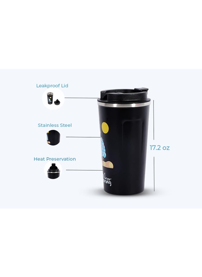 Any Morning Stainless Steel Travel Coffee Mug 510ml, Thermos Mug, Vacuum Insulation, BPA-Free, Leak-Proof Lid, Travel Mug Keeps Drinks Hot for 10hrs, Cold for 24hrs, Ideal for Travel - SK22016  - Image 2
