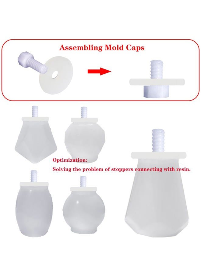 JIOFAVIU 15 Pcs Resin Wine Bottle Stoppers Molds Set, Wine Stopper Silicone Molds for Epoxy Resin (5 Molds and 10 Stoppers with 10 Screws) - Image 3