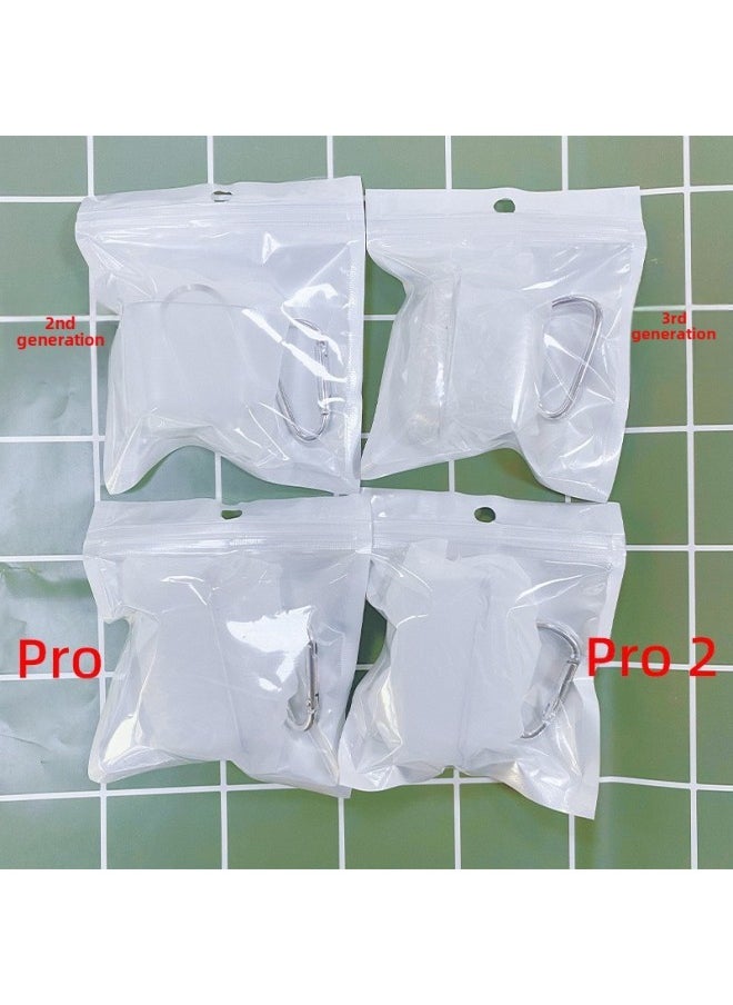 Generic - Tpu Transparent Earphone Set Material For Apple Bluetooth Headset Pro2 Generation Airpods Bluetooth Headset Protective Cover-Color:PC Hard Shell + Pearlescent Bag + Mountaineering Buckle-Applicable Model:Airpods (pro2--with Ear Hooks) Fifth Generation - Image 1