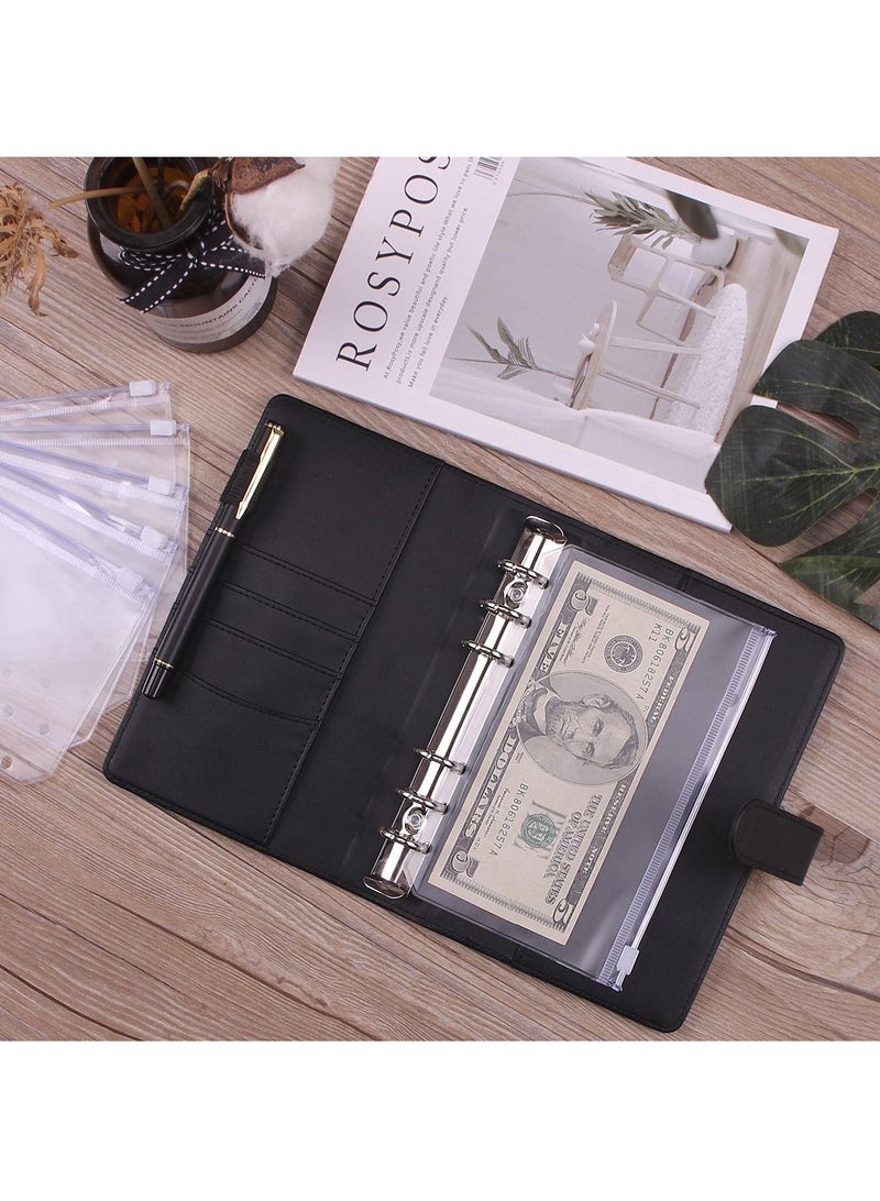 A6 Binder Budget Planner Notebook PU Leather Cash Envelope Organizer System With Clear Zipper Pockets Money Saving Binder - Image 5