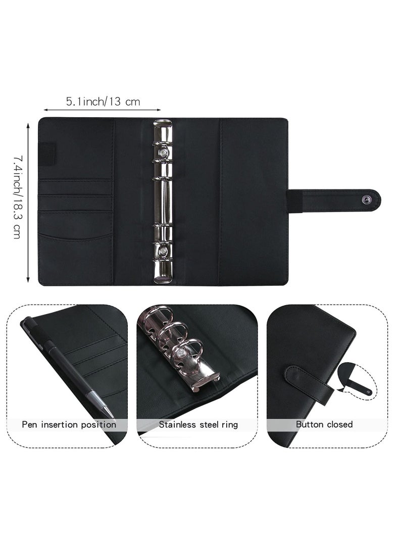 A6 Binder Budget Planner Notebook PU Leather Cash Envelope Organizer System With Clear Zipper Pockets Money Saving Binder - Image 3