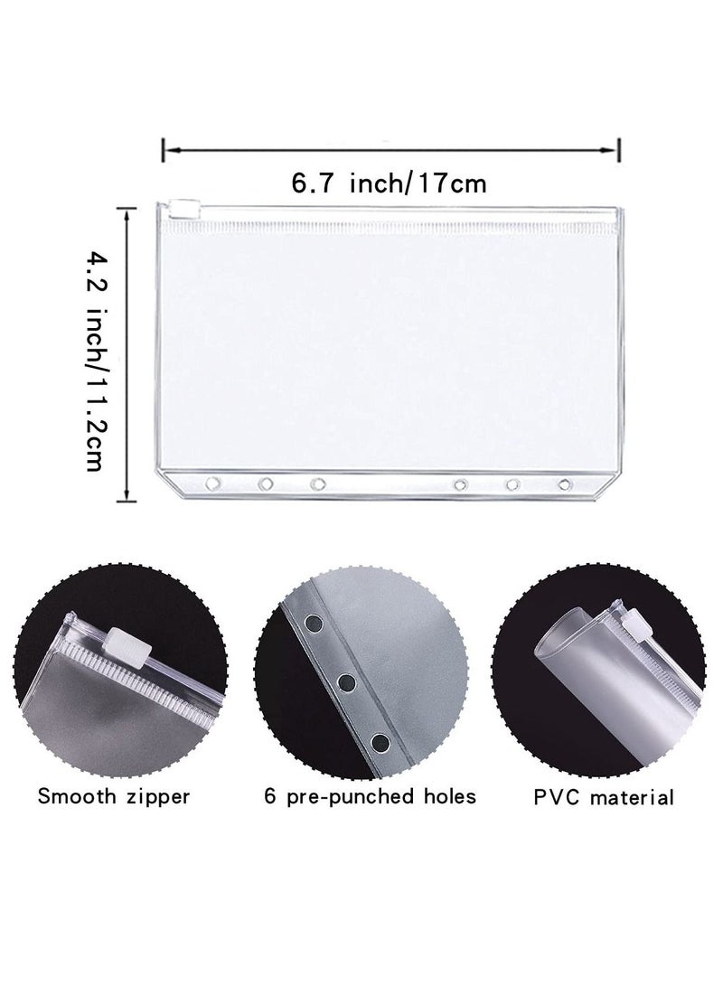 A6 Binder Budget Planner Notebook PU Leather Cash Envelope Organizer System With Clear Zipper Pockets Money Saving Binder - Image 4