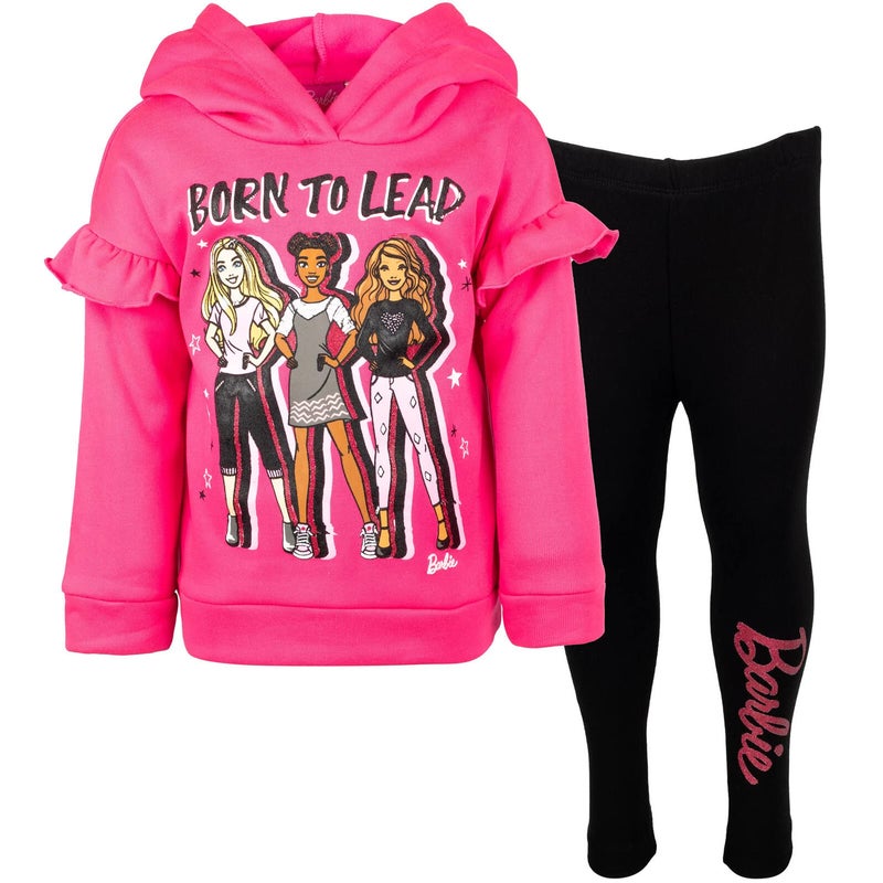 Barbie Toddler Girls Pullover Fleece Hoodie and Leggings Outfit Set Black 5T - Image 1