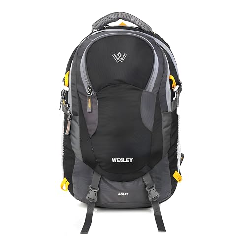 Wesley Spartan 45 Ltr Unisex trekking Rucksack Travel Backpack with Raincover and Internal Organiser (Black) - Image 1