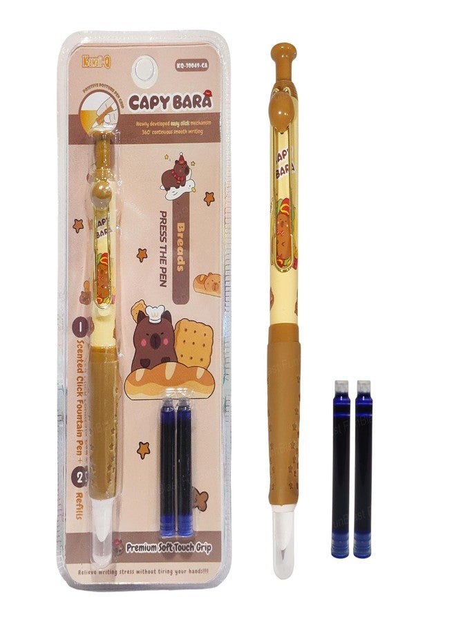 SAMVARDHAN Fountain Pen for Students – CapyBara Theme Scented Click Fountain Pen Set for School & Office, Kawaii Stationary Gift for Kids, Pen for Office, School Kids – Blue Ink (Random Design) - Image 1