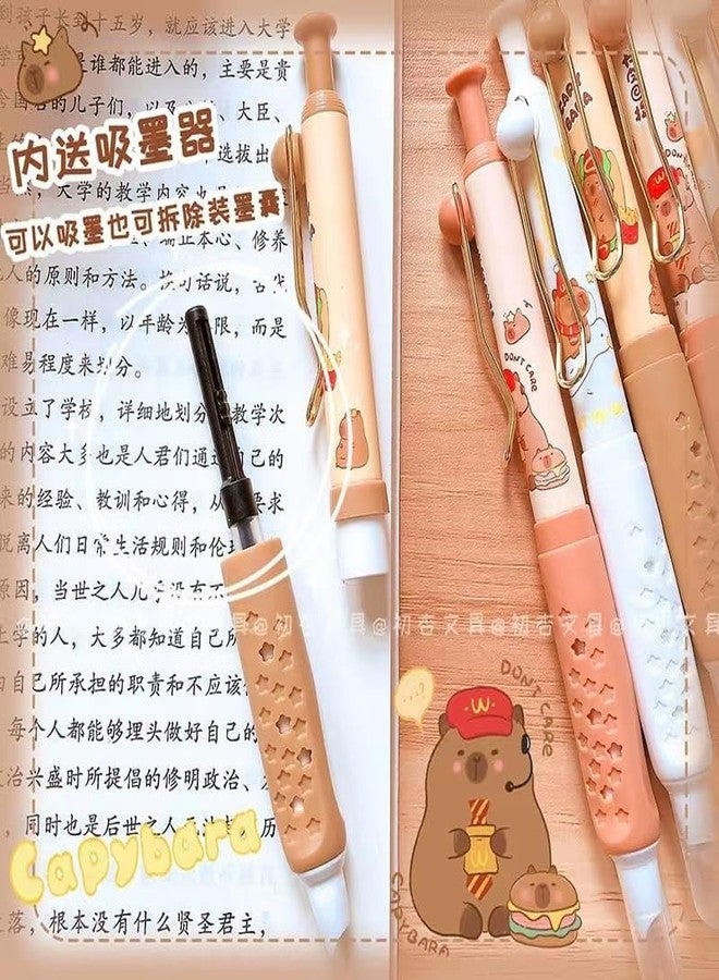 SAMVARDHAN Fountain Pen for Students – CapyBara Theme Scented Click Fountain Pen Set for School & Office, Kawaii Stationary Gift for Kids, Pen for Office, School Kids – Blue Ink (Random Design) - Image 3