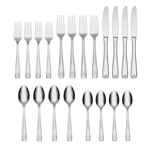 Oneida Lincoln 20 Piece Everyday Flatware, Service for 4, 18/0 Stainless Steel, Silverware Set, Dishwasher Safe, Silver - Image 3