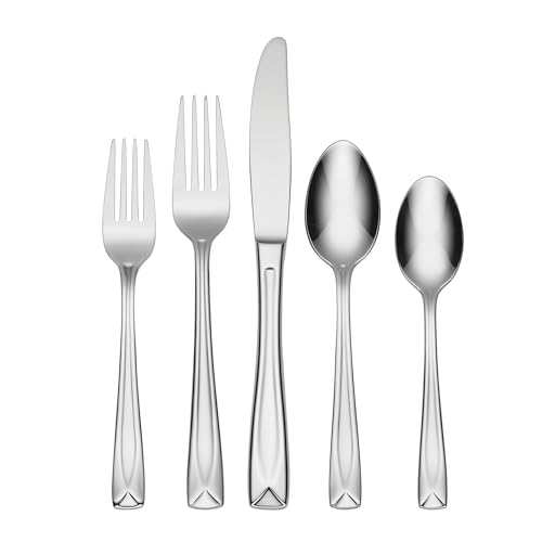 Oneida Lincoln 20 Piece Everyday Flatware, Service for 4, 18/0 Stainless Steel, Silverware Set, Dishwasher Safe, Silver - Image 1