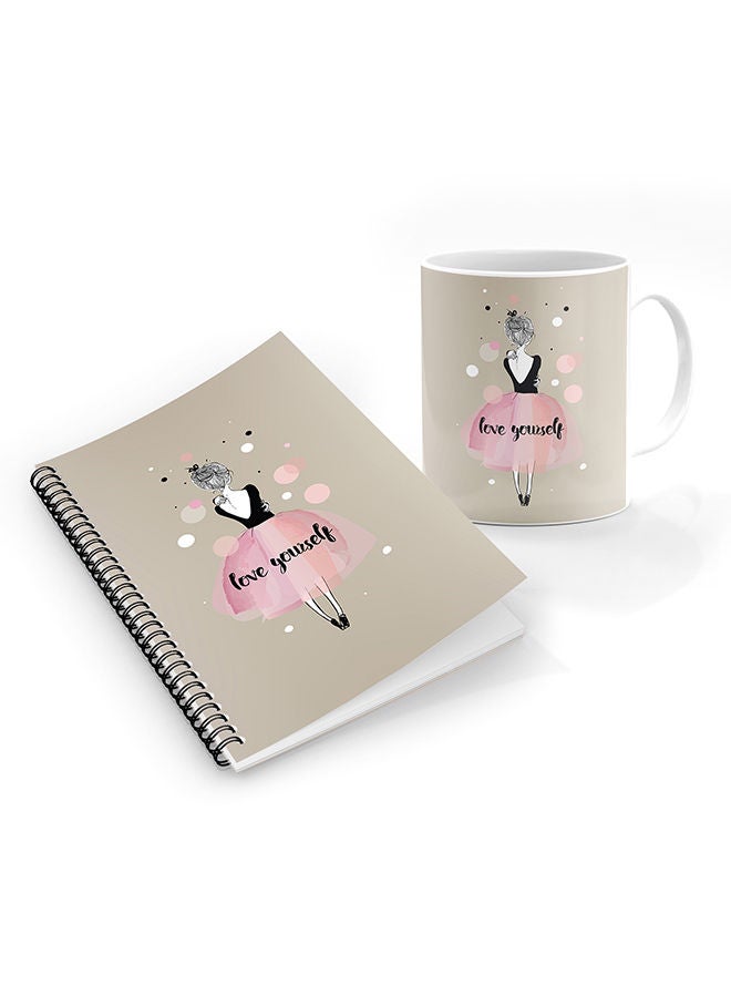 Stylizedd Stylizedd Designer Printed Coffee Mug + A5 Spiral Notebook Memo Notepad Journal Personalised Combo Gift Set  - LoveYourself  - Image 1