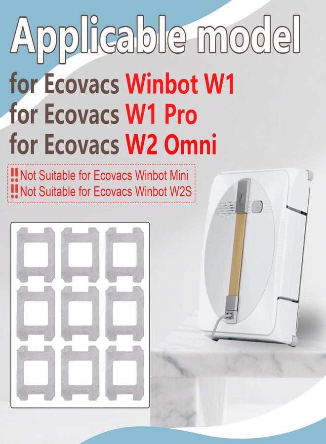 Frexusuent Cleaning Rag for Ecovacs Winbot W2 Omni, W1 Pro, W1 Window Vacuum Cleaner Robot, Washable and Reusable W2 Omni Mop Cloth W1 Mop Pad Accessories 9 Pcs - Image 2