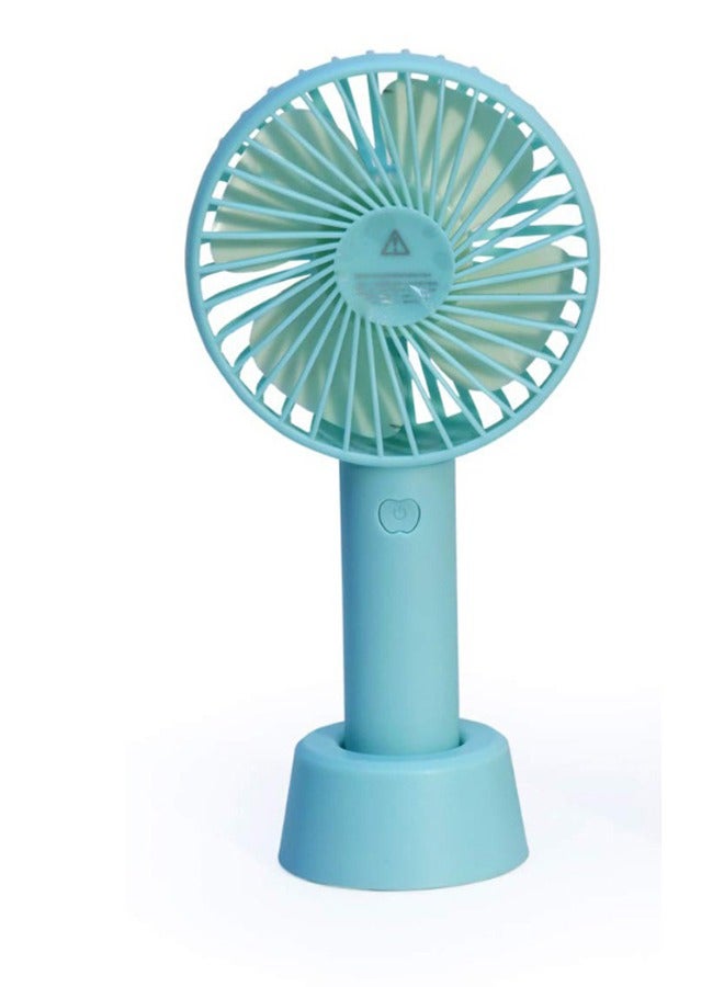 Mini Portable USB Hand Fan Built In Rechargeable Battery Small Lightweight 3 Speeds USB Rechargeable for Indoor and Outdoor Suitable for Kids Women Makeup Artist Home Office Blue - Image 1