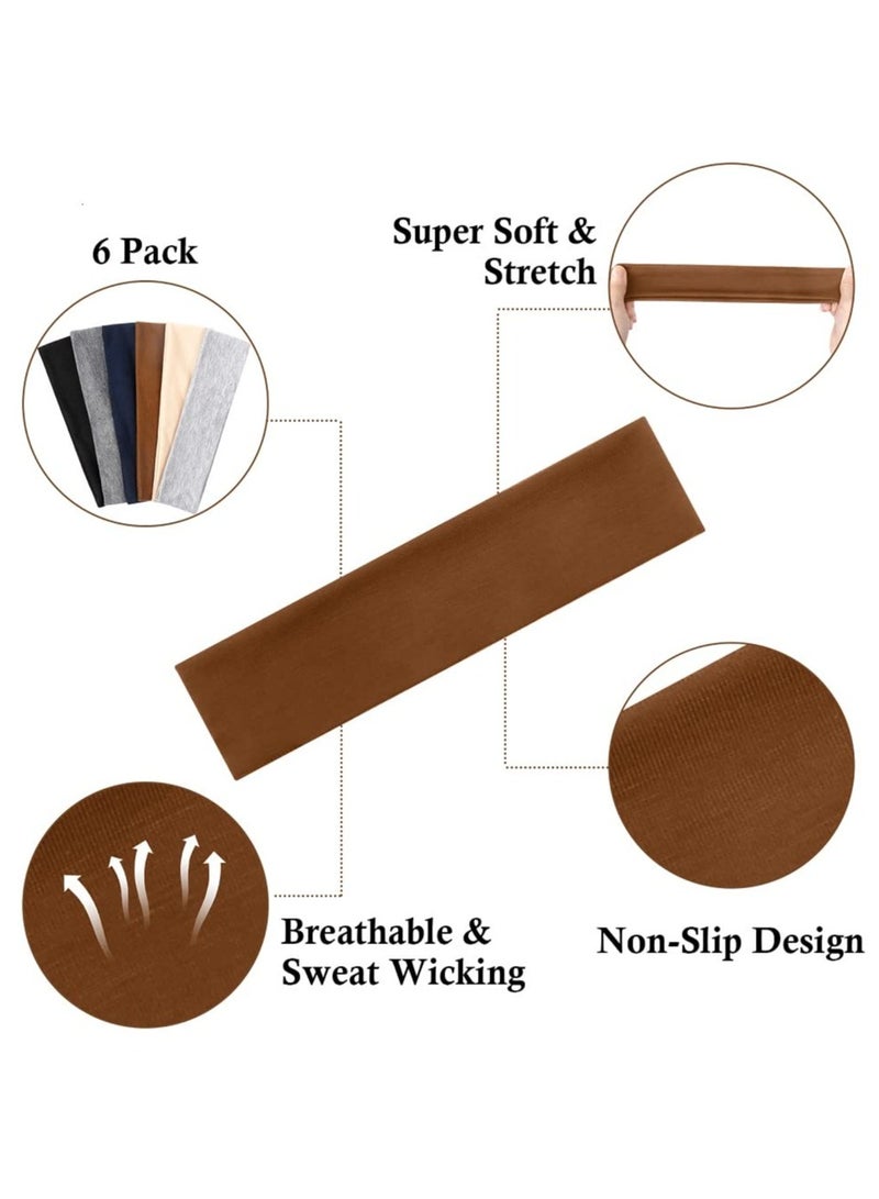 Generic Headbands for Women Short Hair Non Slip Elastic Sweat Hairbands Soft Fabric Hair Bands Workout Yoga Running Sport Thin Hair Wrap for Girls  - Image 5
