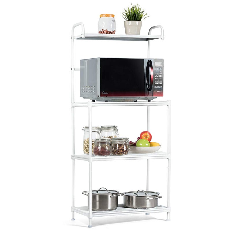 Giantex 4Tier Kitchen Microwave Storage Rack Oven Stand Strong Mesh Wire Metal Shelves Free Standing Bakers Rack Shelving Utility Unit 235 Lx135 Wx535 H White