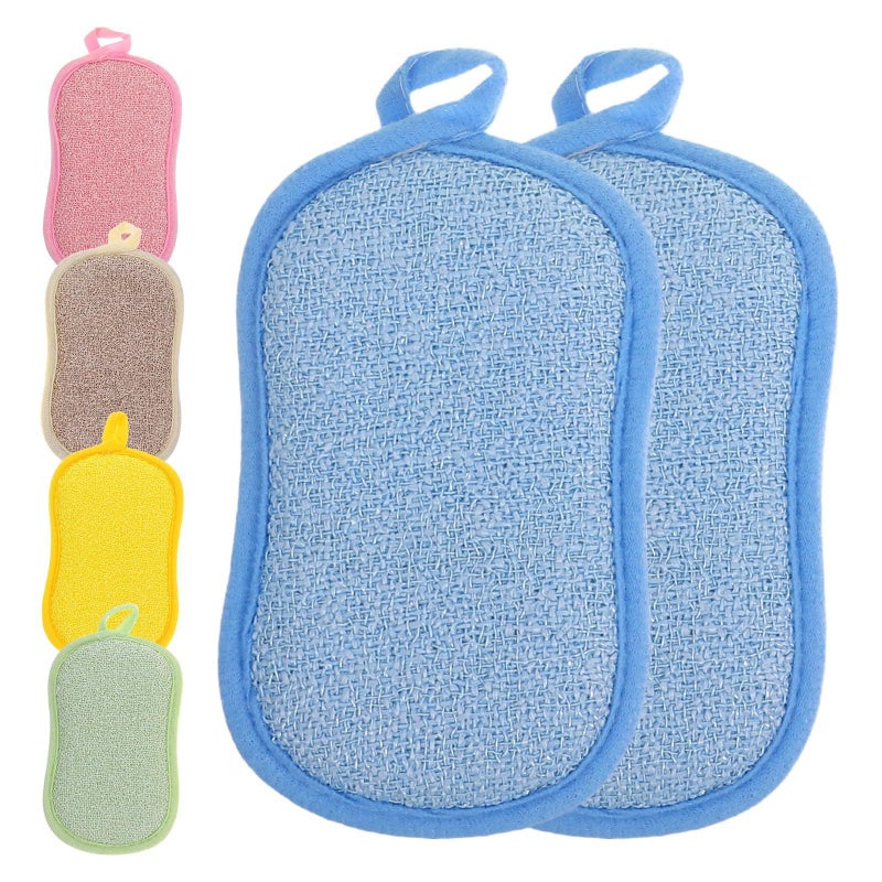 Lurrose 6 Pcs Dual Sided Non Scratch Dish Sponges Kitchen Scrubber Pads Multipurpose Pot - Image 2