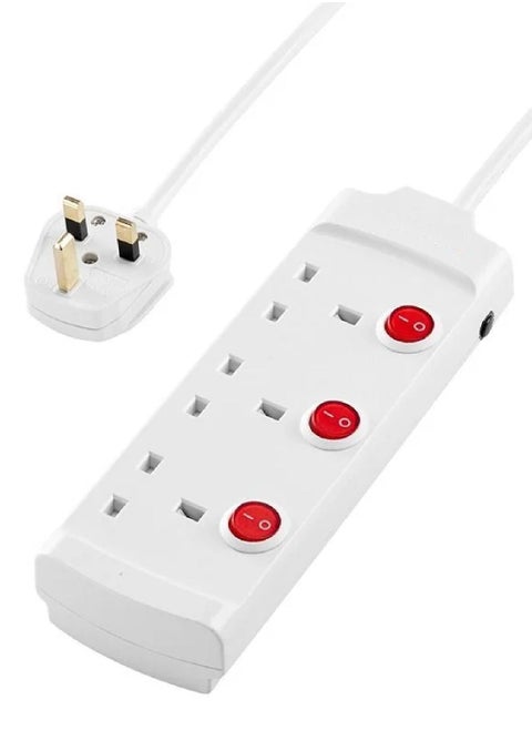 Heavy duty 3 Way Extension Cable with individual port on/off buttons | 3 Meters | 2860W