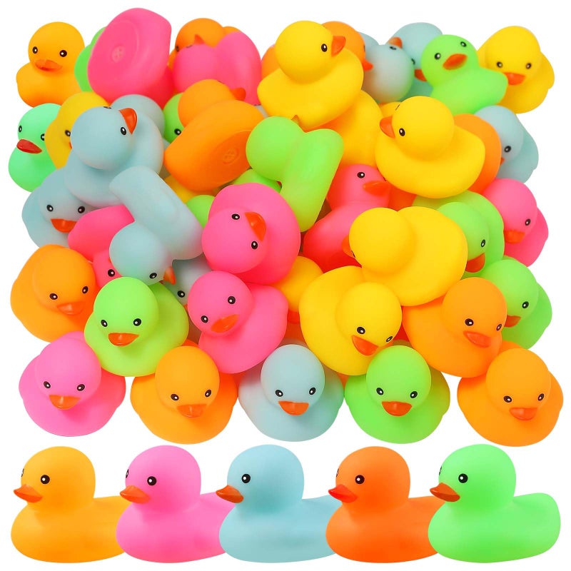 EKisemio 100pcs Mini Rubber Ducks Bath Toys Multicolor Rubber Duckies Bulk Mini Ducks Hiding for Cruise Ship Party Favors Shower Decorations Ducky Themed Pool Squeeze Games Classroom Prize - Image 2