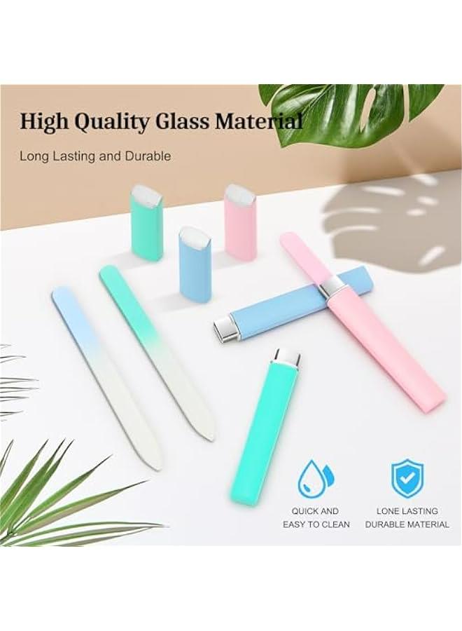 بوكس ملفات أظافر زجاجية - 3 حبات لأظافر طبيعية، مزدوجة الجانب ملفات محترفة ببلورات للنساء - Image 2