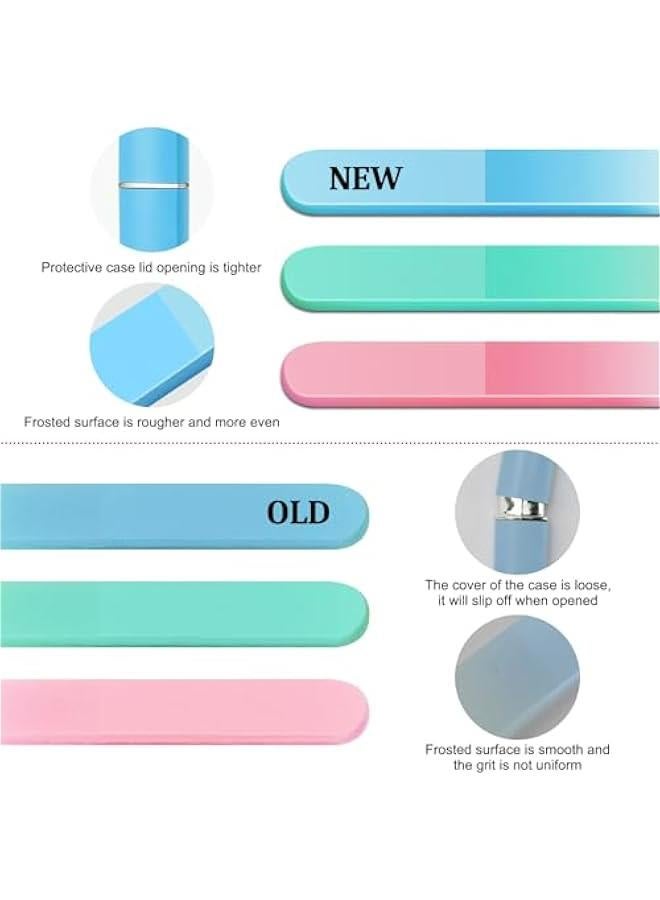 بوكس ملفات أظافر زجاجية - 3 حبات لأظافر طبيعية، مزدوجة الجانب ملفات محترفة ببلورات للنساء - Image 3