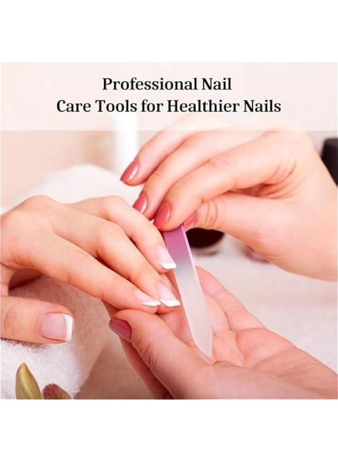 بوكس ملفات أظافر زجاجية - 3 حبات لأظافر طبيعية، مزدوجة الجانب ملفات محترفة ببلورات للنساء - Image 4