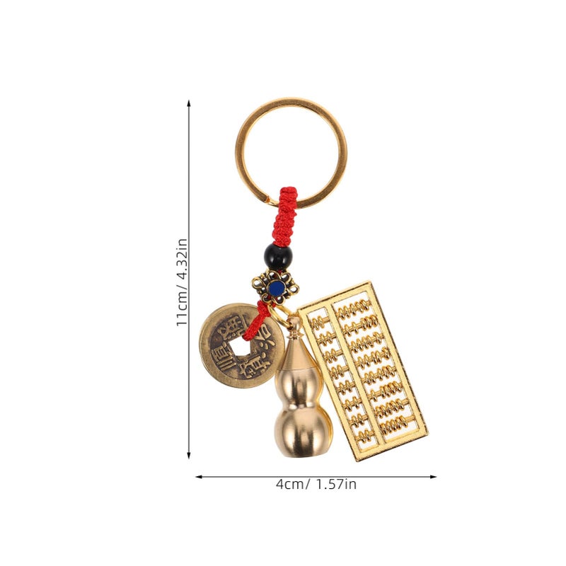 Brass Abacus Keyring Gourd Pendant Car Key Holder Longevity Gift Novelty - Image 3