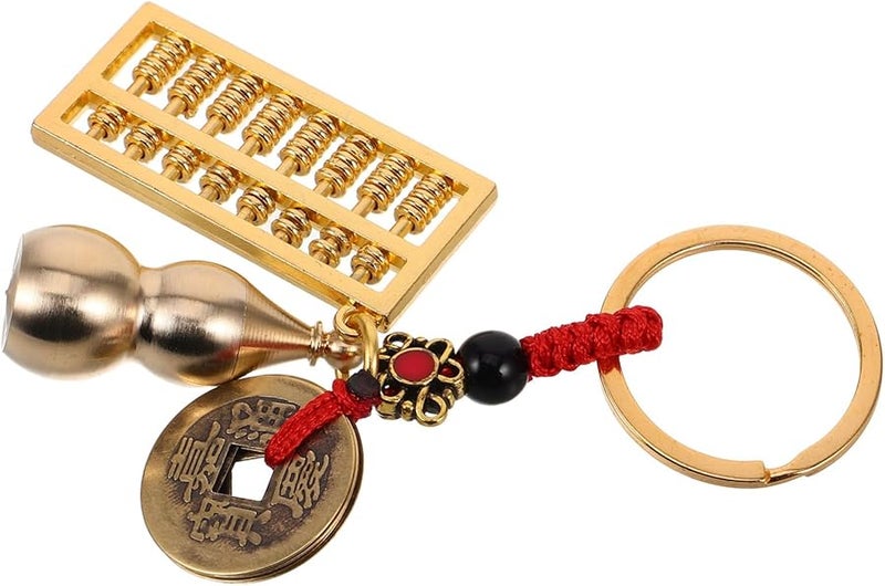 Brass Abacus Keyring Gourd Pendant Car Key Holder Longevity Gift Novelty - Image 1