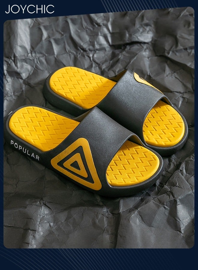 Joychic شباشب رياضية للرجال والنساء بتصميم موجة على الطراز الكوري، عصرية للربيع والصيف، مضادة للانزلاق وجيدة التهوية وسريعة الجفاف وناعمة للشاطئ للاستخدام الداخلي والخارجي، باللونين الأسود والأصفر - Image 2