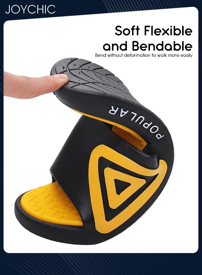 Joychic شباشب رياضية للرجال والنساء بتصميم موجة على الطراز الكوري، عصرية للربيع والصيف، مضادة للانزلاق وجيدة التهوية وسريعة الجفاف وناعمة للشاطئ للاستخدام الداخلي والخارجي، باللونين الأسود والأصفر - Image 4
