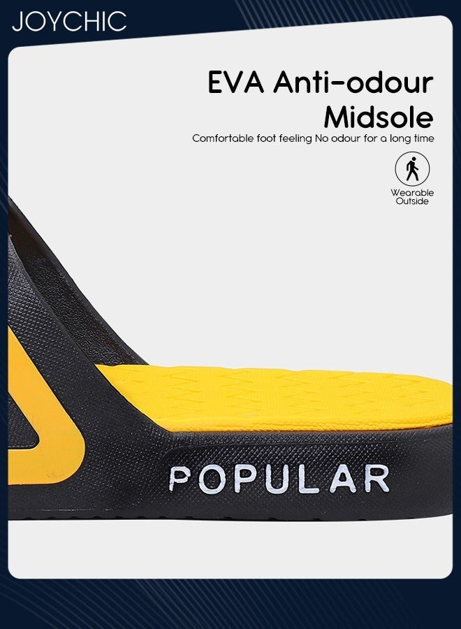 Joychic شباشب رياضية للرجال والنساء بتصميم موجة على الطراز الكوري، عصرية للربيع والصيف، مضادة للانزلاق وجيدة التهوية وسريعة الجفاف وناعمة للشاطئ للاستخدام الداخلي والخارجي، باللونين الأسود والأصفر - Image 3