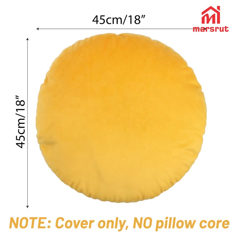 Marsrut Circle Pillow Cover, Solid Color Round Throw Pillow Covers, 18 Inches Velvet Pillow Sham, Soft Warm Decorative Cushion Case for Bed, Sofa, Floor, Home Decoration (Yellow) - Image 2