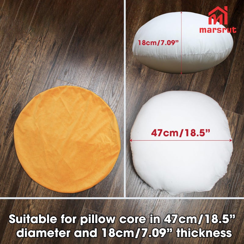Marsrut Circle Pillow Cover, Solid Color Round Throw Pillow Covers, 18 Inches Velvet Pillow Sham, Soft Warm Decorative Cushion Case for Bed, Sofa, Floor, Home Decoration (Yellow) - Image 3