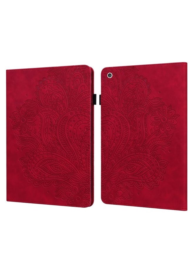 Case Cover Peacock Embossed Pattern TPU + PU Horizontal Flip Leather Case with Holder & Card Slots & Wallet & Sleep / Wake-up Function For iPad mini 2019 / mini 4 / mini 3 / mini 2 / mini Red