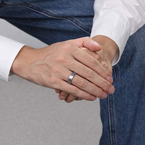 TRUMIUM 8mm Tungsten Caribde Ring for Men Dome Style Brushed Silver Engagement Ring Comfort Fit Size 6 - Image 5