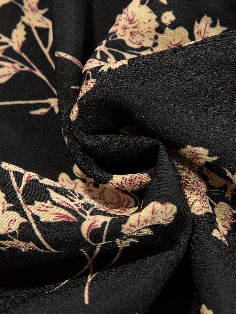 Fashionable Women'S Floral A-Line Dress with a Split Hem, Thin Shoulder Straps, And a Bow Tie Detail - Image 4