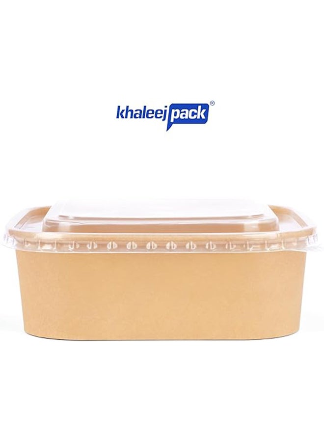 Khaleej Pack Kraft Salad Bowl with Lid [1000ml - 34oz, Pack of 10], Disposable Bowls with Lids,100% Eco-friendly, Biodegradable, Microwave Safe, Heavy Duty, Takeaway Container for Party, Dessert - Image 3
