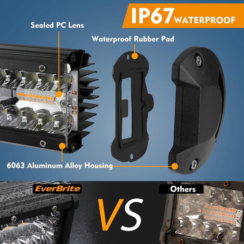 EverBrite 2PCS 7 Inch 150W LED Light Bar - Spot Flood Off Road Fog Driving Work Light with Wiring Harness Kit - Image 3
