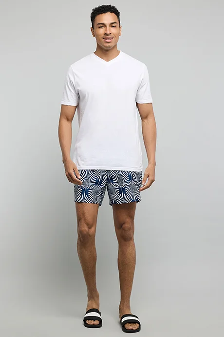R&B Patterned Swim Shorts with Drawstring Waist