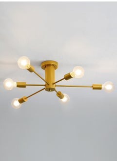 Goeco Iron Art Ceiling Lamp Dendritic Creative 6 Heads E27 w/o Bulb Golden  - Image 2