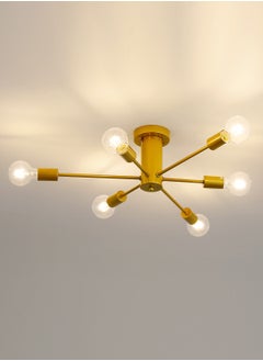 Goeco Iron Art Ceiling Lamp Dendritic Creative 6 Heads E27 w/o Bulb Golden  - Image 1