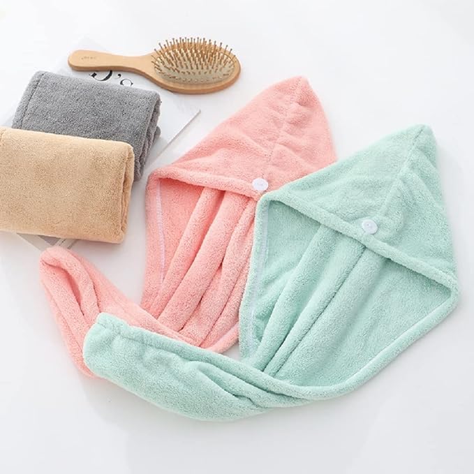 Generic MFH Hair Wrapper Dryer Soft Microfiber Turban Head Towel Cap for Women and 26 Hole Makeup Brush Drying Rack Organizer Cosmetic Brush Stand Shelf Makeup Brush Pack of 2 Combo Random Colour  - Image 5