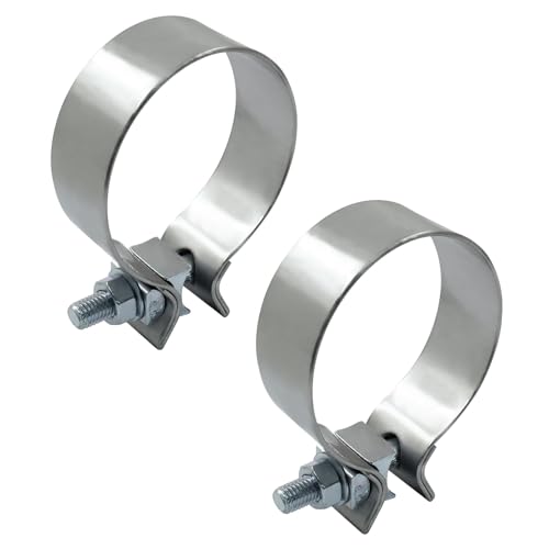 PHITUODA 3 inch Exhaust Clamp 3 Exhaust Clamp Stainless Steel Narrow Band Muffler Clamp Butt Joint Exhaust Clamp 2Pcs - Image 1