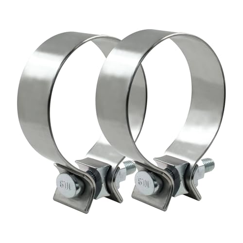 PHITUODA 3 inch Exhaust Clamp 3 Exhaust Clamp Stainless Steel Narrow Band Muffler Clamp Butt Joint Exhaust Clamp 2Pcs - Image 3