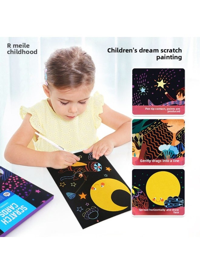 null - Colorful Children's Scratch Paper DIY Graffiti Coloring Fairy Tale Toy Educational Tool For Hand Eye Coordination And Intelligence Development-Color:Sparkling Scratch Notes-Starlight Girl JM81773 - Image 1