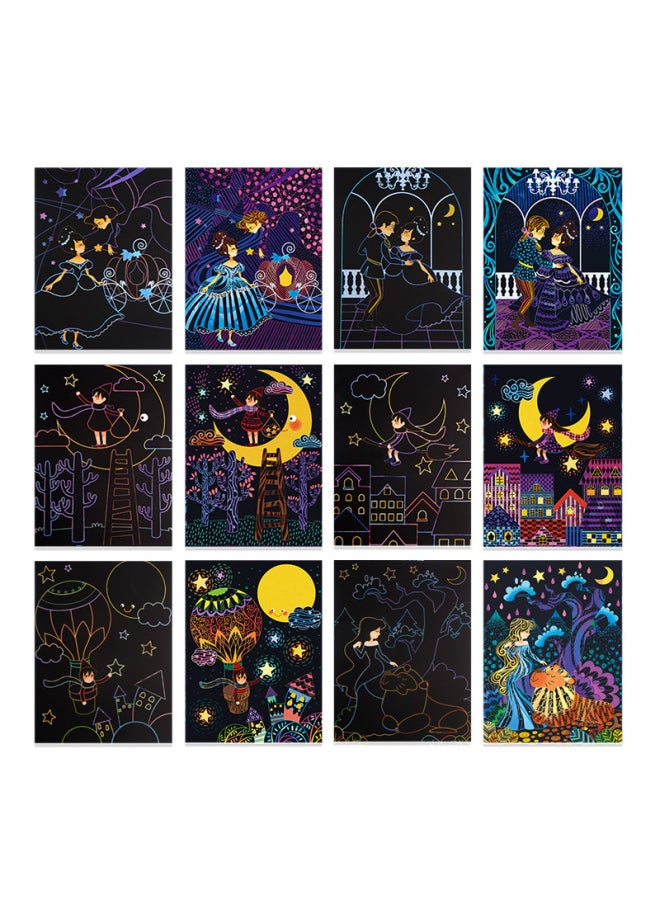 null - Colorful Children's Scratch Paper DIY Graffiti Coloring Fairy Tale Toy Educational Tool For Hand Eye Coordination And Intelligence Development-Color:Sparkling Scratch Notes-Starlight Girl JM81773 - Image 1