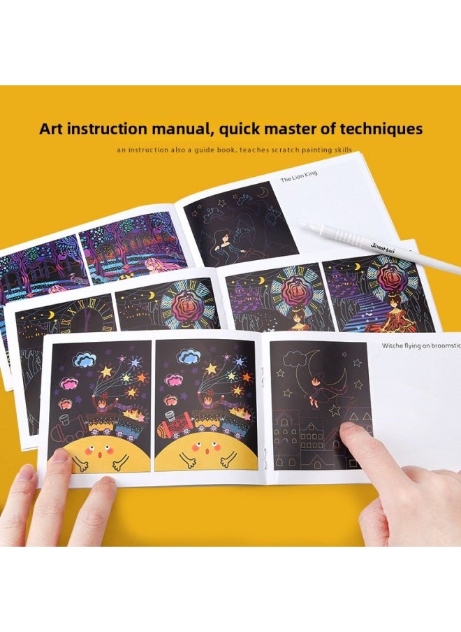 null - Colorful Children's Scratch Paper DIY Graffiti Coloring Fairy Tale Toy Educational Tool For Hand Eye Coordination And Intelligence Development-Color:Sparkling Scratch Notes-Starlight Girl JM81773 - Image 1
