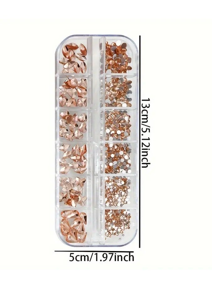 Rozino Vibrant 3D Crystal AB Nail Art Rhinestones - 12-Grid Mixed Shapes, Easy Apply & Long-Lasting Gems for DIY & Salon Designs - Image 2